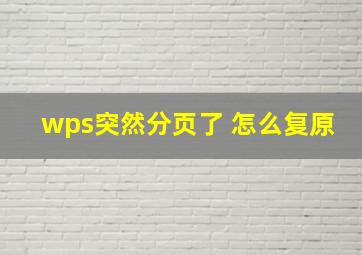 wps突然分页了 怎么复原